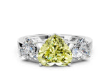 White gold Three-Stone Fancy Yellow Heart Cut Cut Diamond Engagement Ring with Flat Band and Four-Prong Setting_12
