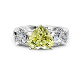 White gold Three-Stone Fancy Yellow Heart Cut Cut Diamond Engagement Ring with Flat Band and Four-Prong Setting_12