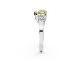 White gold Three-Stone Fancy Yellow Heart Cut Cut Diamond Engagement Ring with Flat Band and Four-Prong Setting_14