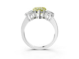White gold Three-Stone Fancy Yellow Heart Cut Cut Diamond Engagement Ring with Flat Band and Four-Prong Setting_15