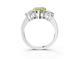 White gold Three-Stone Fancy Yellow Heart Cut Cut Diamond Engagement Ring with Flat Band and Four-Prong Setting_15