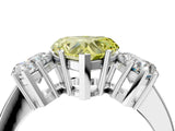 White gold Three-Stone Fancy Yellow Heart Cut Cut Diamond Engagement Ring with Flat Band and Four-Prong Setting_16