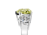 White gold Three-Stone Fancy Yellow Heart Cut Cut Diamond Engagement Ring with Flat Band and Four-Prong Setting_17
