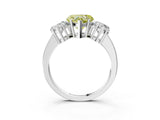 White gold Three-Stone Fancy Yellow Heart Cut Cut Diamond Engagement Ring with Flat Band and Four-Prong Setting_3