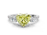 White gold Three-Stone Fancy Yellow Heart Cut Cut Diamond Pavé Band with Prong Setting_27