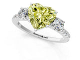 White gold Three-Stone Fancy Yellow Heart Cut Cut Diamond Pavé Band with Prong Setting_28