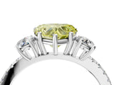 White gold Three-Stone Fancy Yellow Heart Cut Cut Diamond Pavé Band with Prong Setting_31