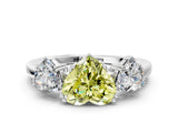 White gold Three-Stone Fancy Yellow Heart Cut Cut Diamond Ring with Channel Set Band and Four-Prong Setting_12