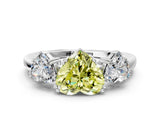 White gold Three-Stone Fancy Yellow Heart Cut Cut Diamond Ring with Channel Set Band and Four-Prong Setting_12
