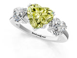 White gold Three-Stone Fancy Yellow Heart Cut Cut Diamond Ring with Channel Set Band and Four-Prong Setting_13