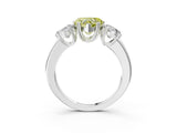 White gold Three-Stone Fancy Yellow Heart Cut Cut Diamond Ring with Channel Set Band and Four-Prong Setting_15