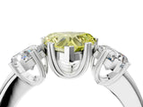 White gold Three-Stone Fancy Yellow Heart Cut Cut Diamond Ring with Channel Set Band and Four-Prong Setting_16