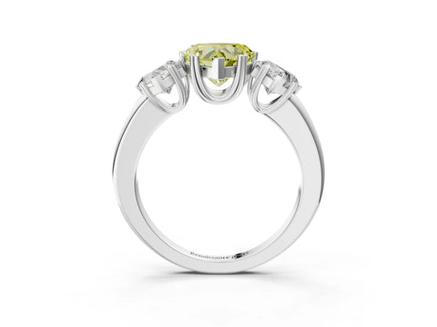 White gold Three-Stone Fancy Yellow Heart Cut Cut Diamond Ring with Channel Set Band and Four-Prong Setting_3