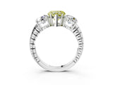 White gold Three-Stone Fancy Yellow Heart Cut Cut Diamond Ring with Channel-Set Band and Prong Setting_3