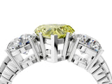 White gold Three-Stone Fancy Yellow Heart Cut Cut Diamond Ring with Channel-Set Band and Prong Setting_4