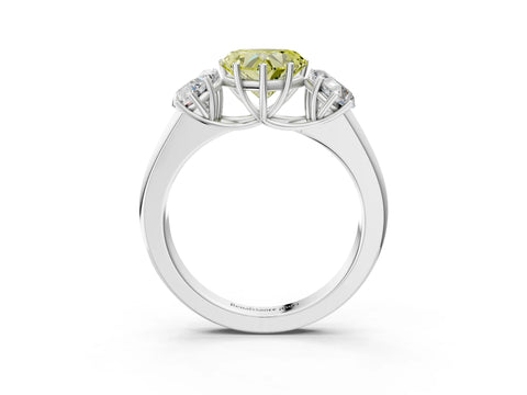 White gold Three-Stone Fancy Yellow Heart Cut Cut Diamond Ring with Prong Setting and Classic Band_3