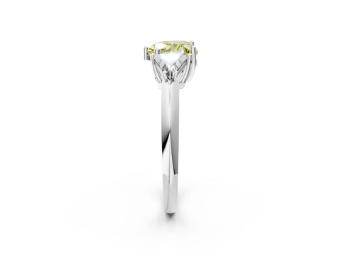 White gold Three-Stone Fancy Yellow Heart Cut Cut Diamond Ring with Trillion Side Stones and Four-Prong Setting_13