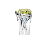 White gold Three-Stone Fancy Yellow Heart Cut Cut Diamond Ring with Trillion Side Stones on a Split Shank Band_5