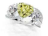 White gold Three-Stone Fancy Yellow Heart Cut Cut Diamond Split Shank Prong Set Ring_13