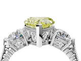 White gold Three-Stone Fancy Yellow Heart Cut Cut Milgrain Band Prong Setting Ring_40