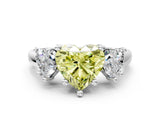 White gold Three-Stone Fancy Yellow Heart Cut Cut Solitaire Ring with Classic Prong Setting_12