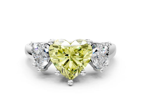 White gold Three-Stone Fancy Yellow Heart Cut Cut Solitaire Ring with Classic Prong Setting_12