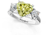 White gold Three-Stone Fancy Yellow Heart Cut Cut Solitaire Ring with Classic Prong Setting_13