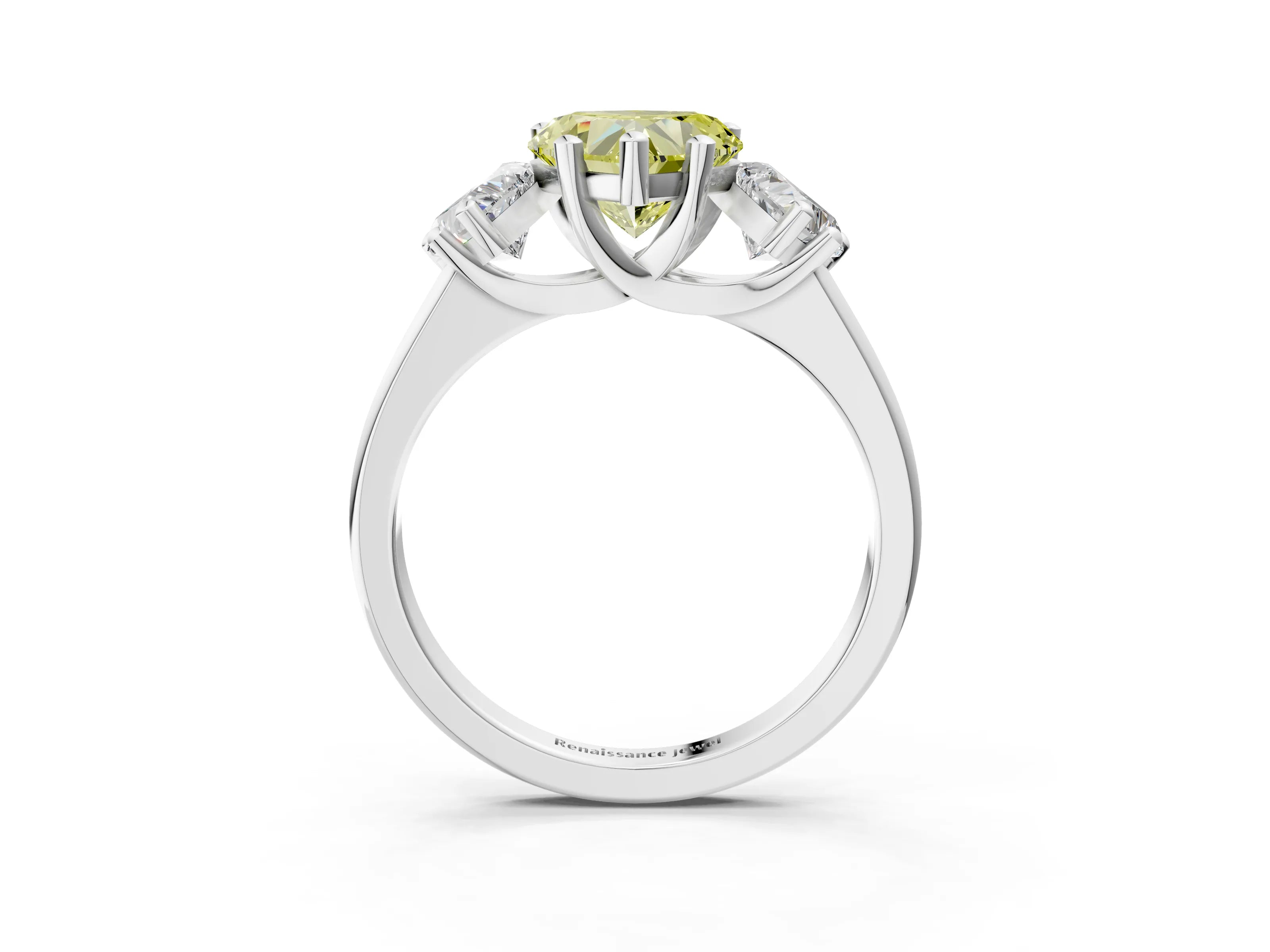 White gold Three-Stone Fancy Yellow Heart Cut Cut Solitaire Ring with Classic Prong Setting_15