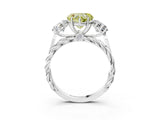 White gold Three-Stone Fancy Yellow Heart Cut Diamond Braided Band Ring with Four-Prong Setting_23