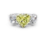 White gold Three-Stone Fancy Yellow Heart Cut Diamond Braided Band Ring with Four-Prong Setting_40