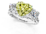 White gold Three-Stone Fancy Yellow Heart Cut Diamond Braided Band Ring with Four-Prong Setting_41