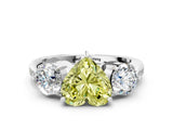 White gold Three-Stone Fancy Yellow Heart Cut Diamond Channel Set Engagement Ring with Prong Setting_12