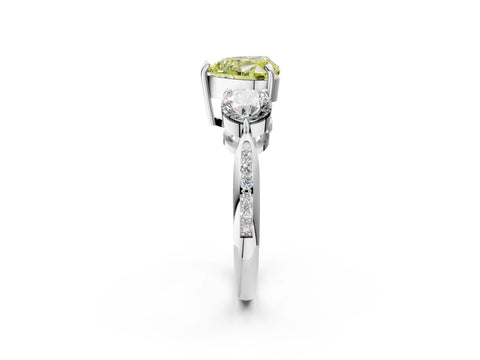 White gold Three-Stone Fancy Yellow Heart Cut Diamond Channel Set Engagement Ring with Prong Setting_14