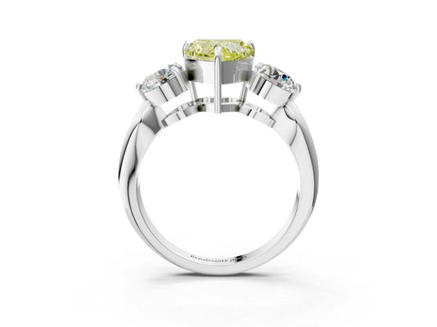White gold Three-Stone Fancy Yellow Heart Cut Diamond Channel Set Engagement Ring with Prong Setting_15