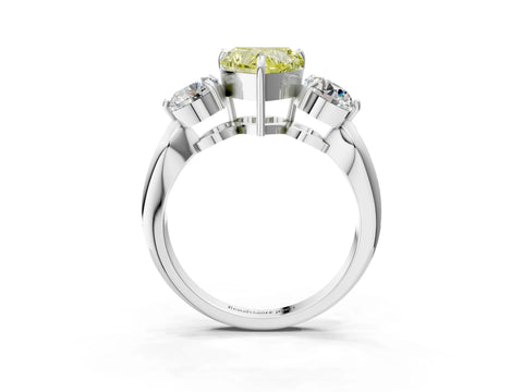 White gold Three-Stone Fancy Yellow Heart Cut Diamond Channel Set Engagement Ring with Prong Setting_16