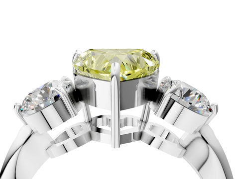 White gold Three-Stone Fancy Yellow Heart Cut Diamond Channel Set Engagement Ring with Prong Setting_16