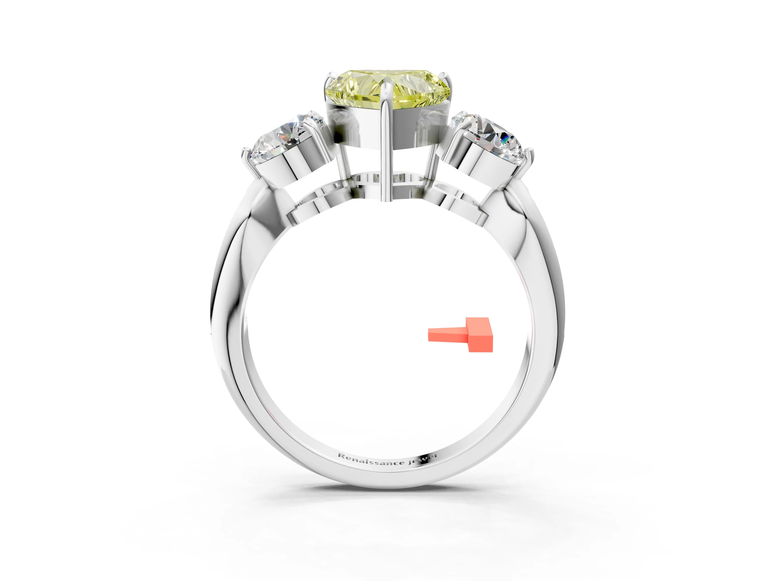 White gold Three-Stone Fancy Yellow Heart Cut Diamond Channel Set Engagement Ring with Prong Setting_27