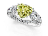 White gold Three-Stone Fancy Yellow Heart Cut Diamond Engagement Ring with Pave Band and Prong Setting_13