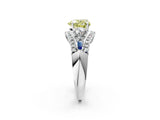 White gold Three-Stone Fancy Yellow Heart Cut Diamond Engagement Ring with Pave Band and Prong Setting_14