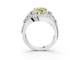 White gold Three-Stone Fancy Yellow Heart Cut Diamond Engagement Ring with Pave Band and Prong Setting_15