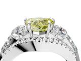 White gold Three-Stone Fancy Yellow Heart Cut Diamond Engagement Ring with Pave Band and Prong Setting_16