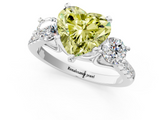 White gold Three-Stone Fancy Yellow Heart  Cut Diamond Pavé Band with Four-Prong Setting_29