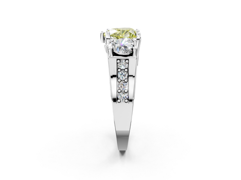 White gold Three-Stone Fancy Yellow Heart  Cut Diamond Ring with Channel-Set Band and Four-Prong Setting_54