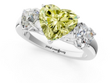 White gold Three-Stone Fancy Yellow Heart  Cut Diamond Ring with Channel-Set Band and Four-Prong Setting_68