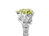 White gold Three-Stone Fancy Yellow Heart Cut Diamond Ring with Pavé Band and Prong Setting_121