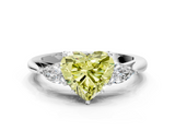 White gold Three-Stone Fancy Yellow Heart  Cut Diamond Ring with Pear Side Stones in Four-Prong Setting_115