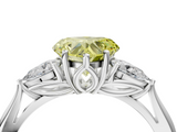 White gold Three-Stone Fancy Yellow Heart  Cut Diamond Ring with Pear Side Stones in Four-Prong Setting_116