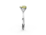 White gold Three-Stone Fancy Yellow Heart  Cut Diamond Ring with Pear Side Stones in Four-Prong Setting_117