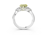 White gold Three-Stone Fancy Yellow Heart  Cut Diamond Ring with Pear Side Stones in Four-Prong Setting_118