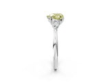 White gold Three-Stone Fancy Yellow Heart Cut Diamond Ring with Pear  Side Stones in Four-Prong Setting_50